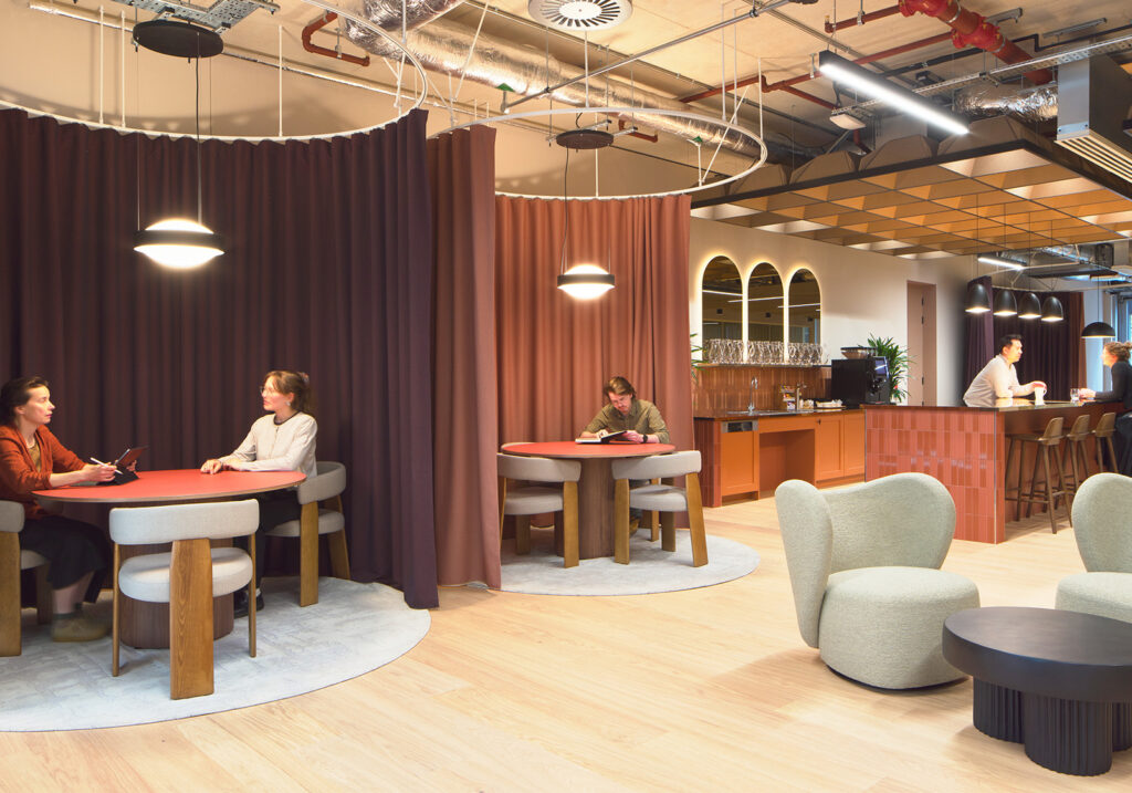 Gleeds London HQ Workplace Design featuring Acoufelt Acoustic Ceiling Baffles, Panels, Tiles, Clouds and Frames