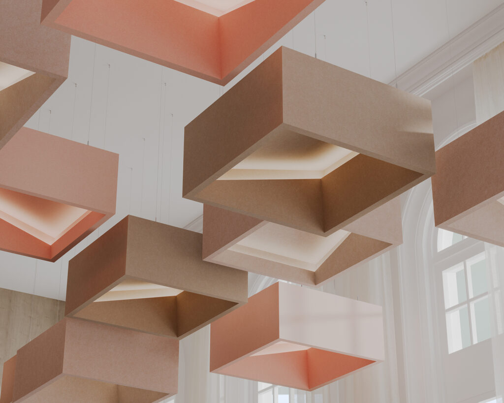 Blox, Angled Ceiling Clouds | Valentine, Quartz, Umber | Premier Collection