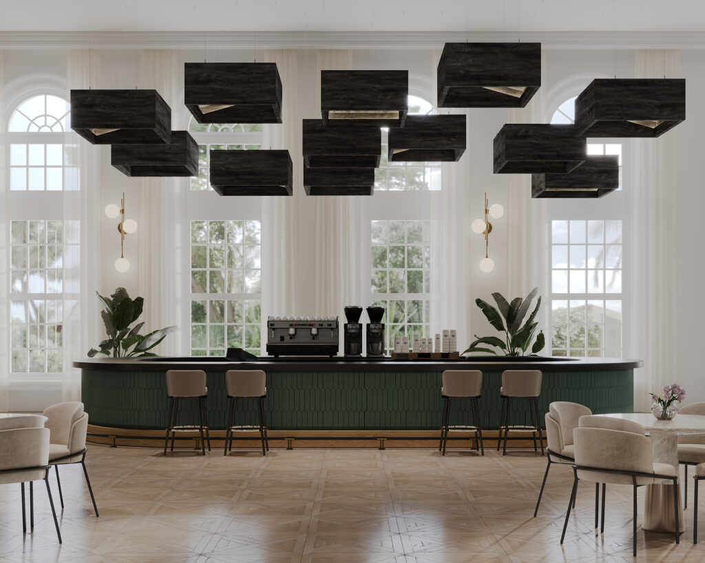 Blox, Angled Ceiling Clouds | Charred Larch | WoodGrain Collection