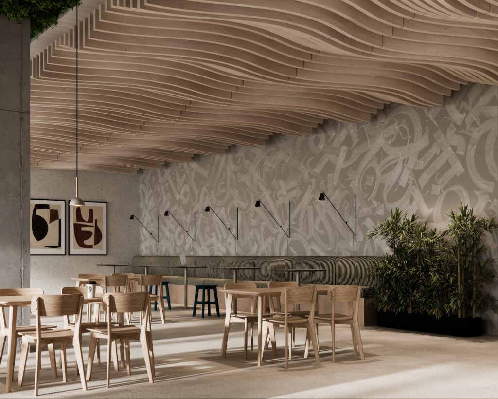 Billow Ceiling Baffles | Wine Barrel | WoodGrain Collection