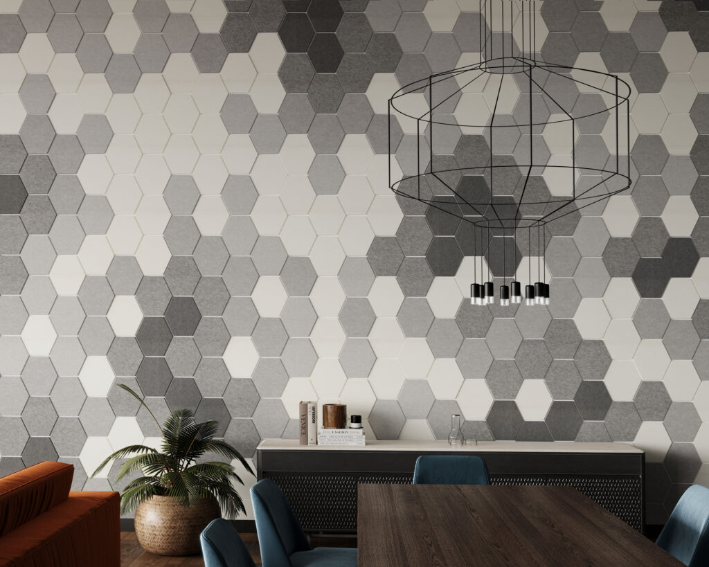 Shapes, Hexagon Wall Tiles | White, Grey, Platinum, Metal | Premier Collection