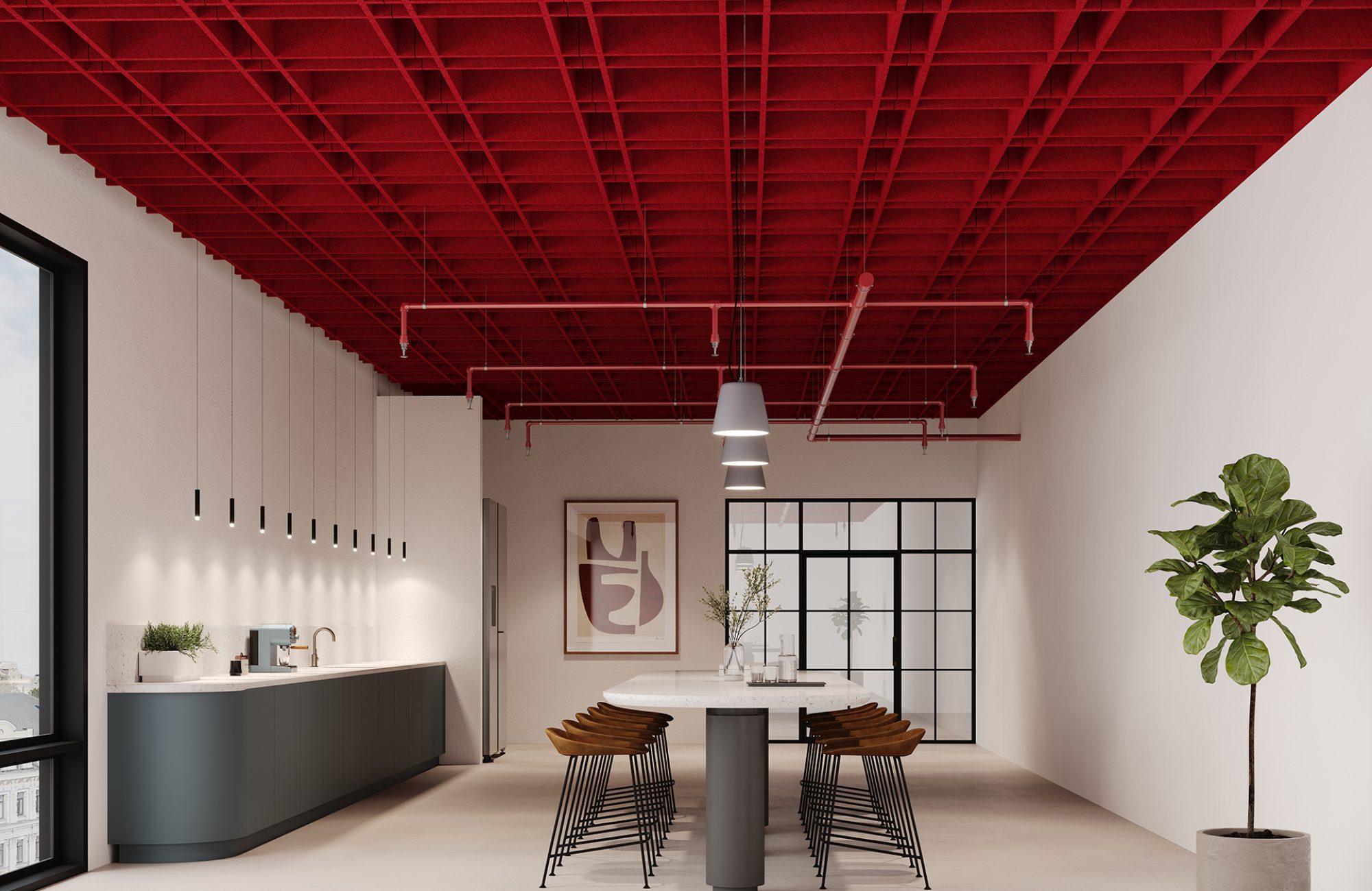 Woven, Gingham Ceiling Frames | Currant | Premier Collection