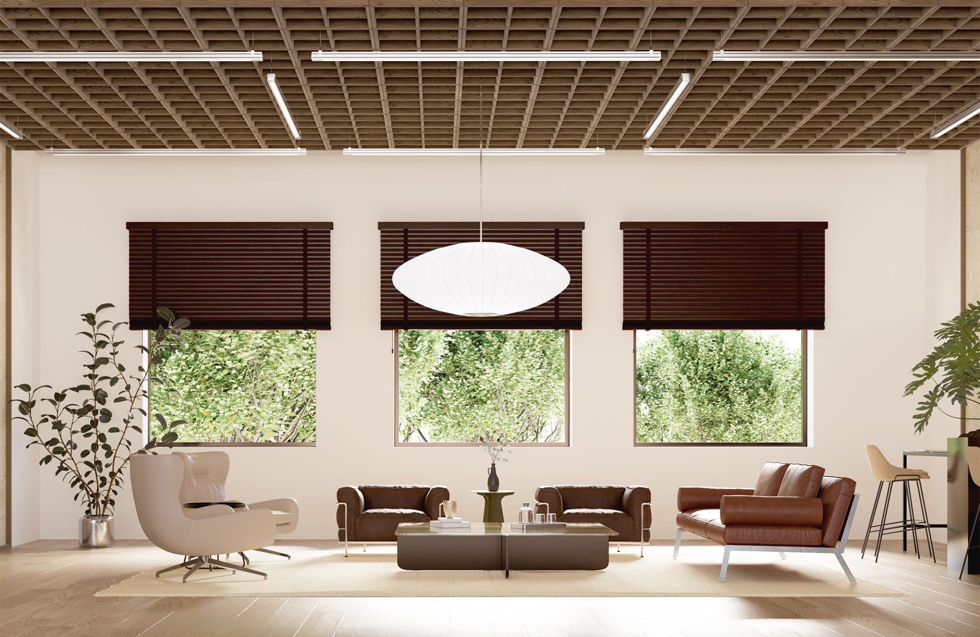 Woven, Windowpane Ceiling Frame | Mocha Legno | WoodGrain Collection
