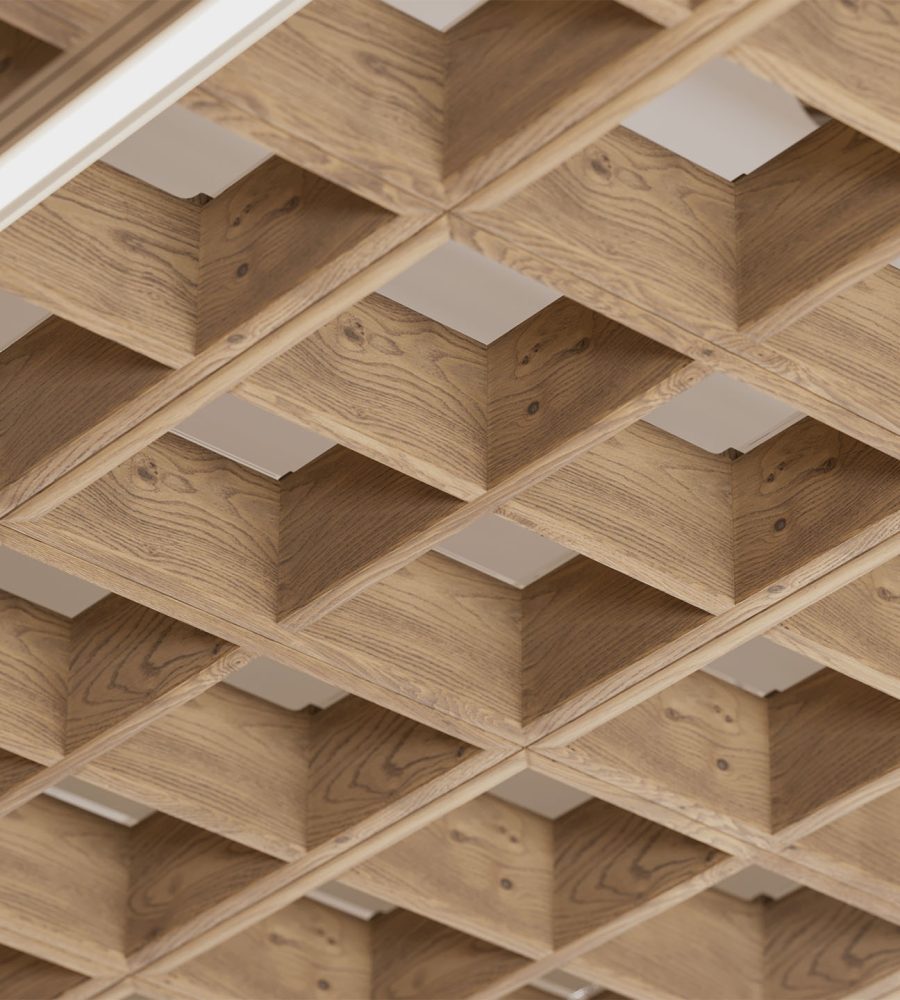 Woven, Windowpane Ceiling Frame | Mocha Legno | WoodGrain Collection