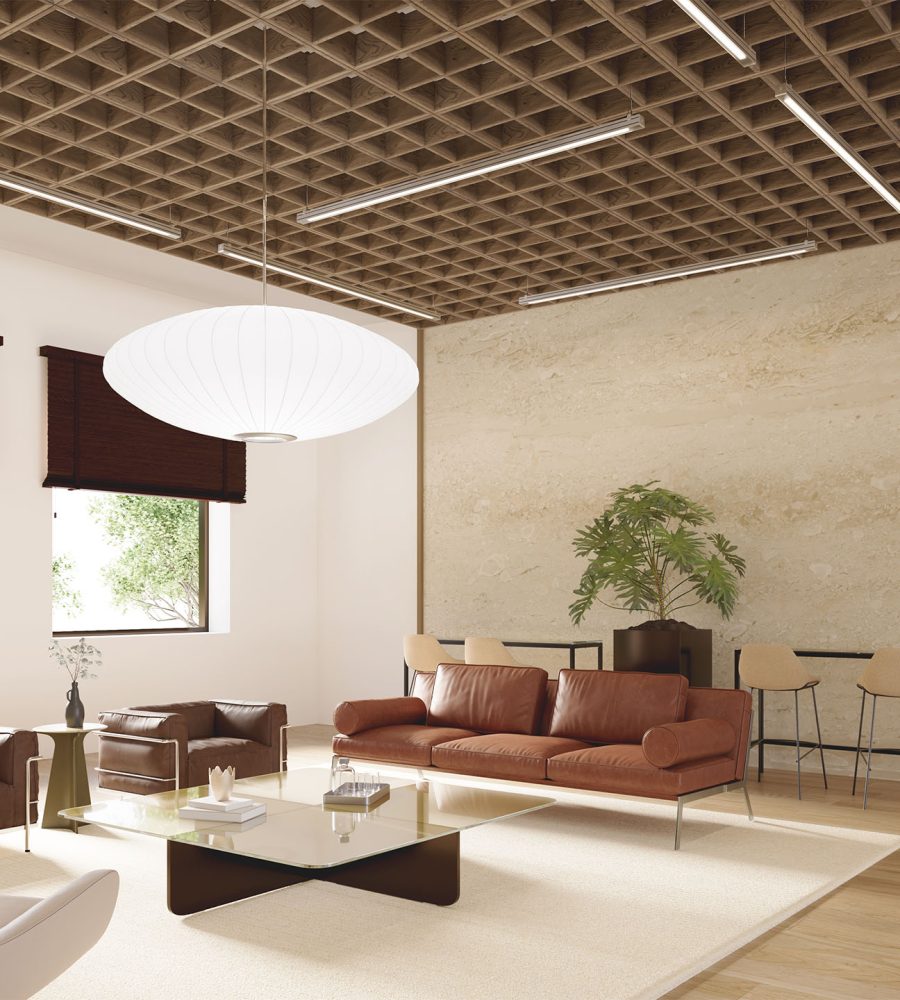 Woven, Windowpane Ceiling Frame | Mocha Legno | WoodGrain Collection