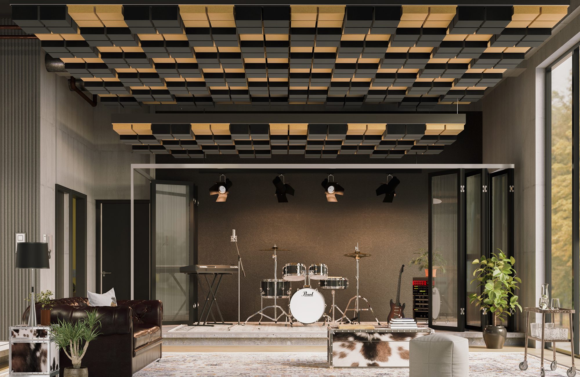 Vista, Desert Ceiling Frame | Piano Black & Turmeric | Premier Collection