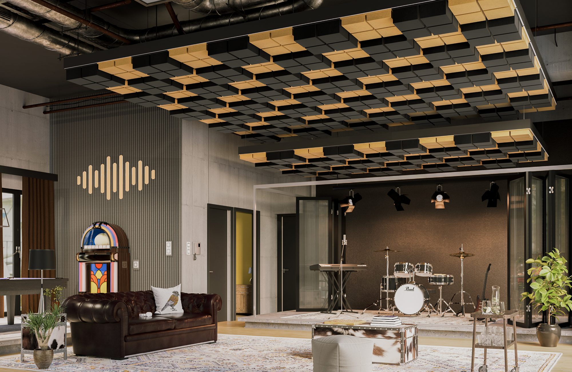 Vista, Desert Ceiling Frame | Piano Black & Turmeric | Premier Collection