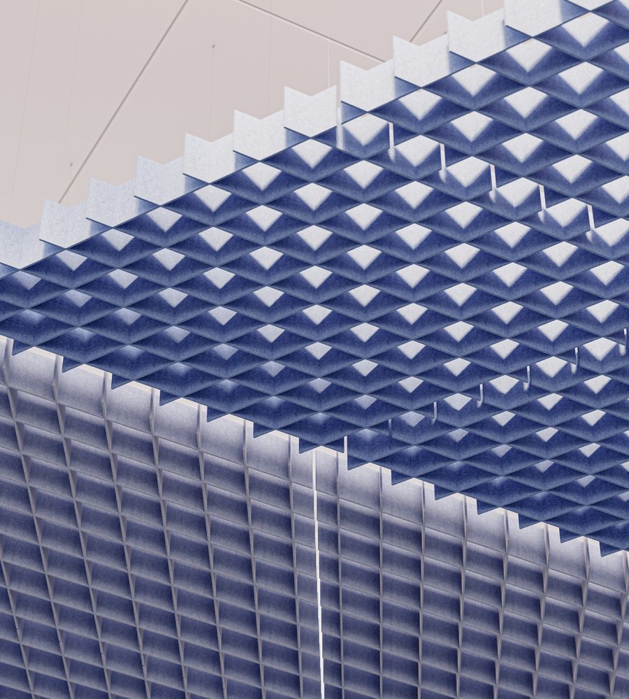 Interlace, Chart Ceiling Clouds | Periwinkle, Marine | Premier Collection