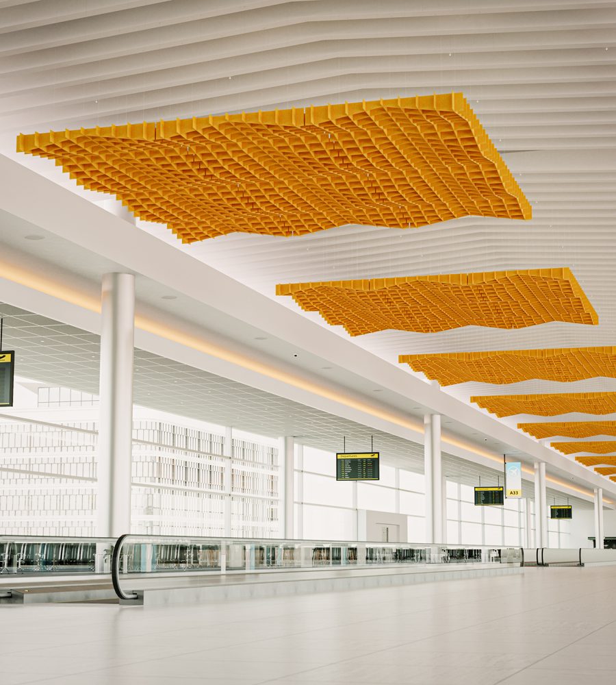 Interlace, Network Ceiling Clouds | Carrot | Premier Collection