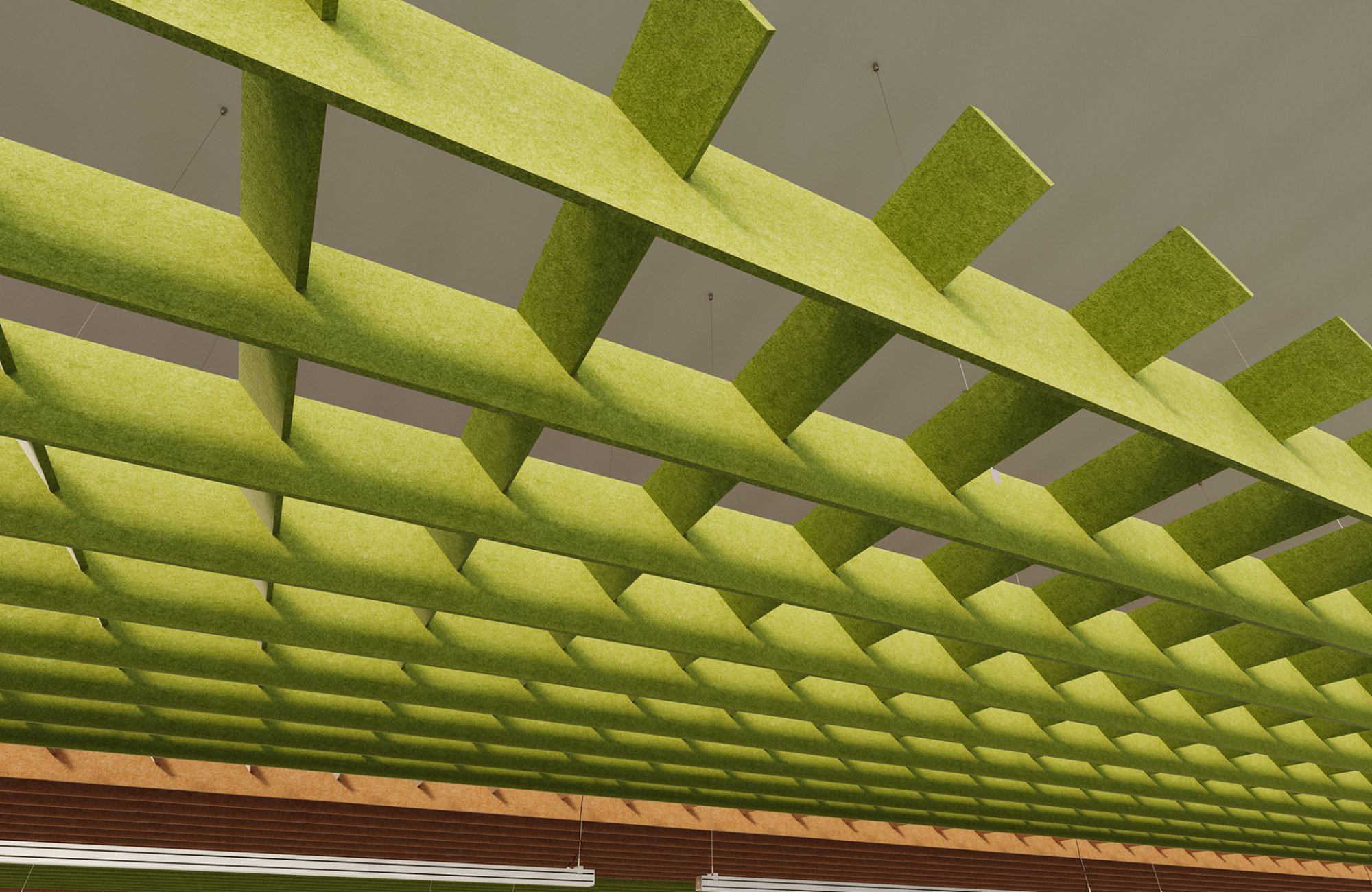 Interlace, Structure Ceiling Clouds | Wasabi, Turmeric | Premier Collection