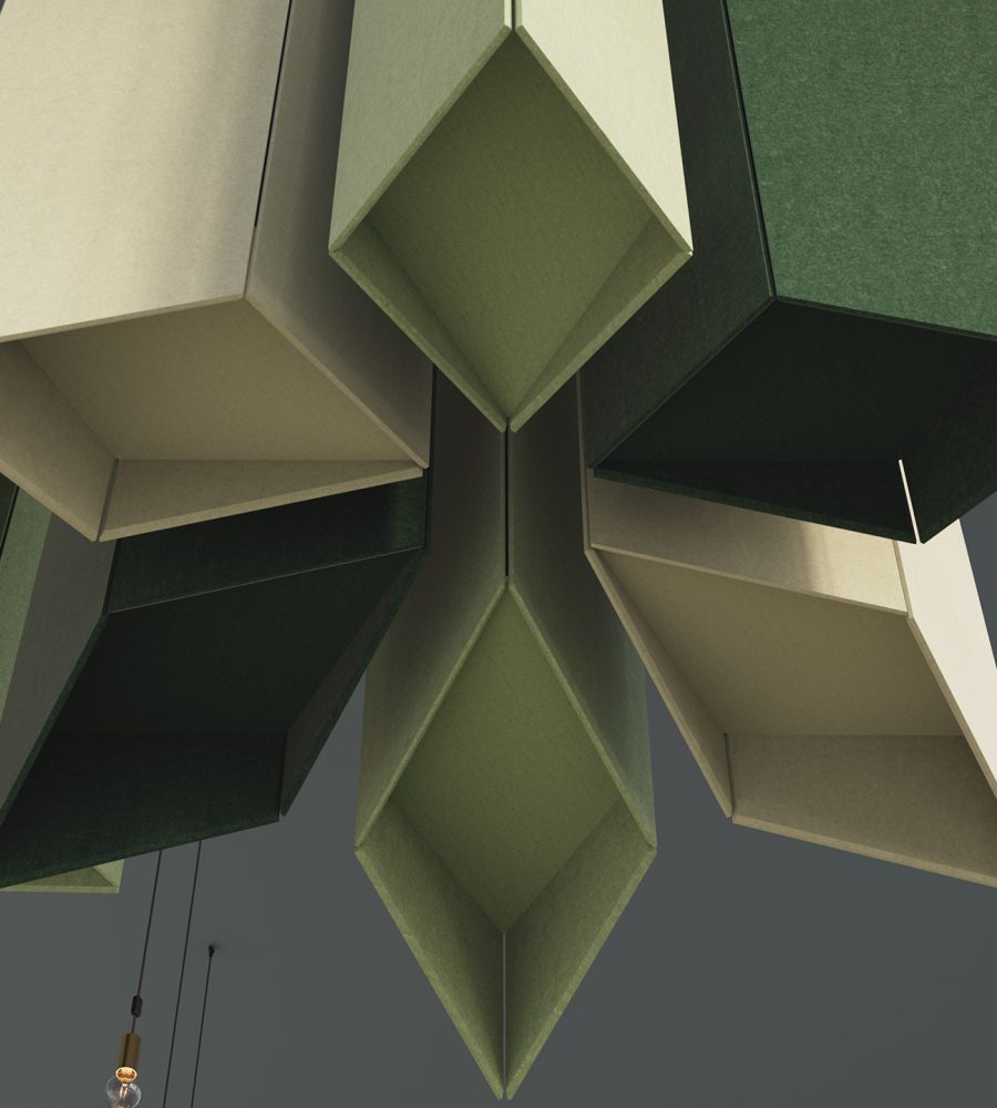 Pendant, Diamond Ceiling Clouds | Celery, Kale, Sencha | Premier Collection