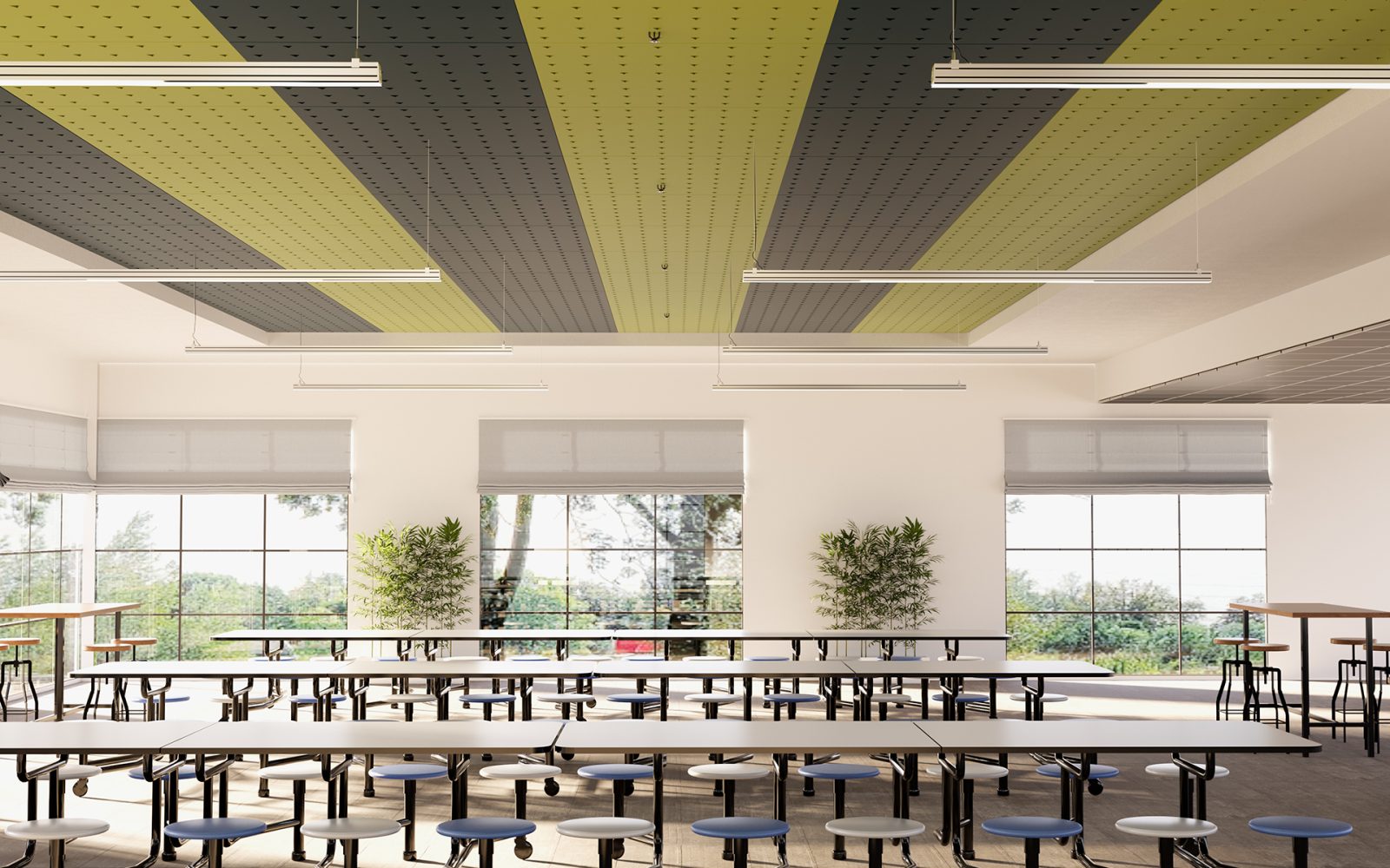 Pixel, Triangle Ceiling Panels | Denim, Wasabi | Premier Collection