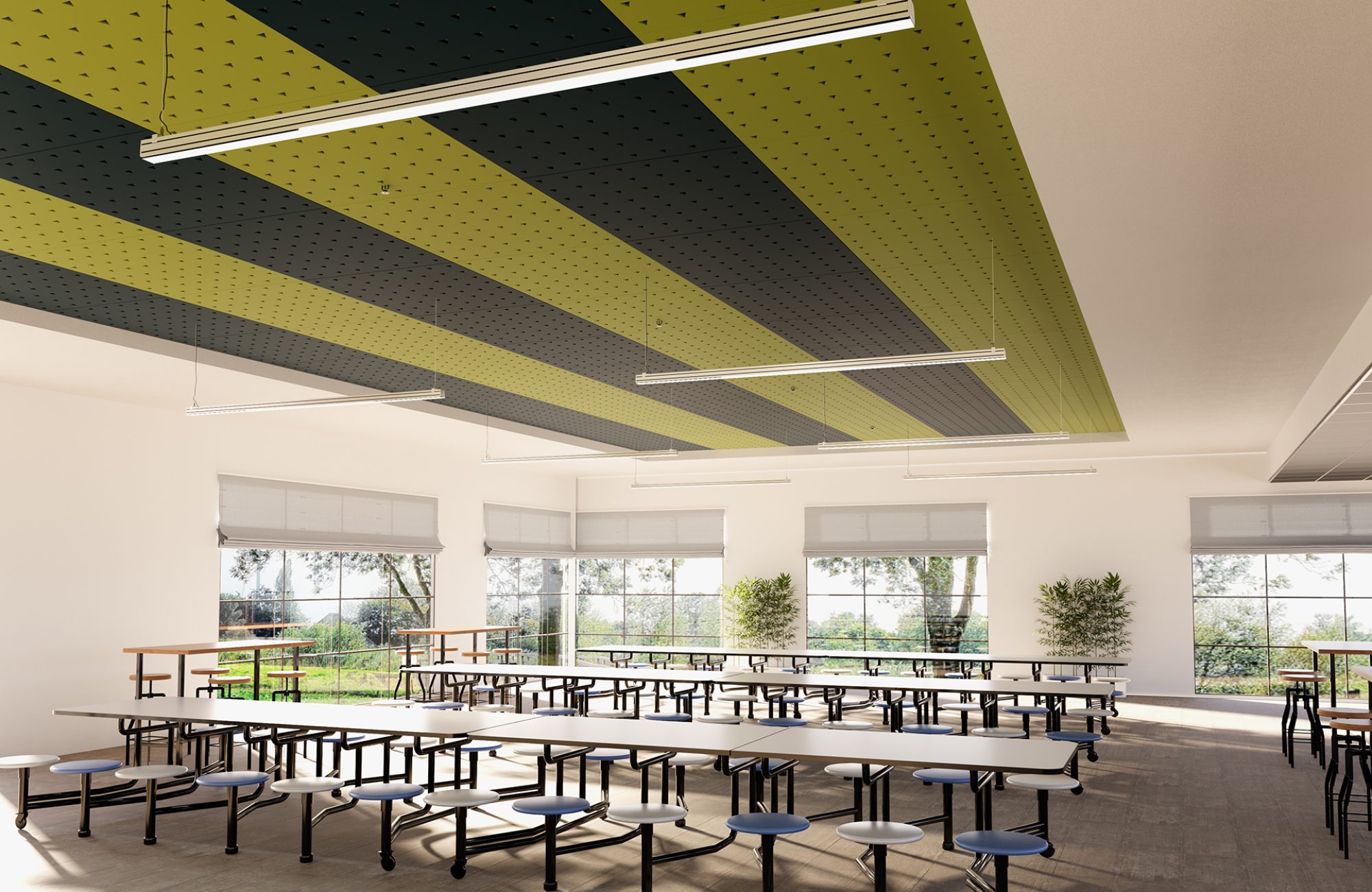 Pixel, Triangle Ceiling Panels | Denim, Wasabi | Premier Collection