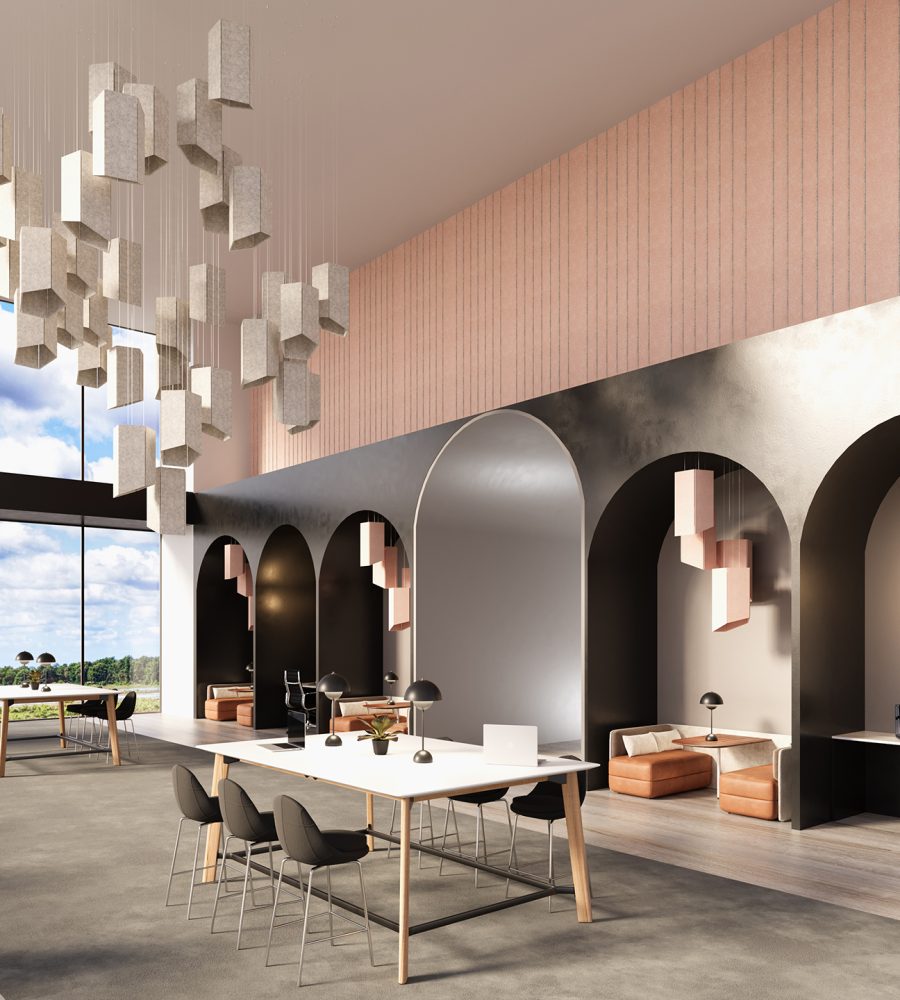Pendant, Pentagon Ceiling Clouds | Milkyway | Spine, Bars A Wall Panels | Valentine, Milkyway | Premier Collection