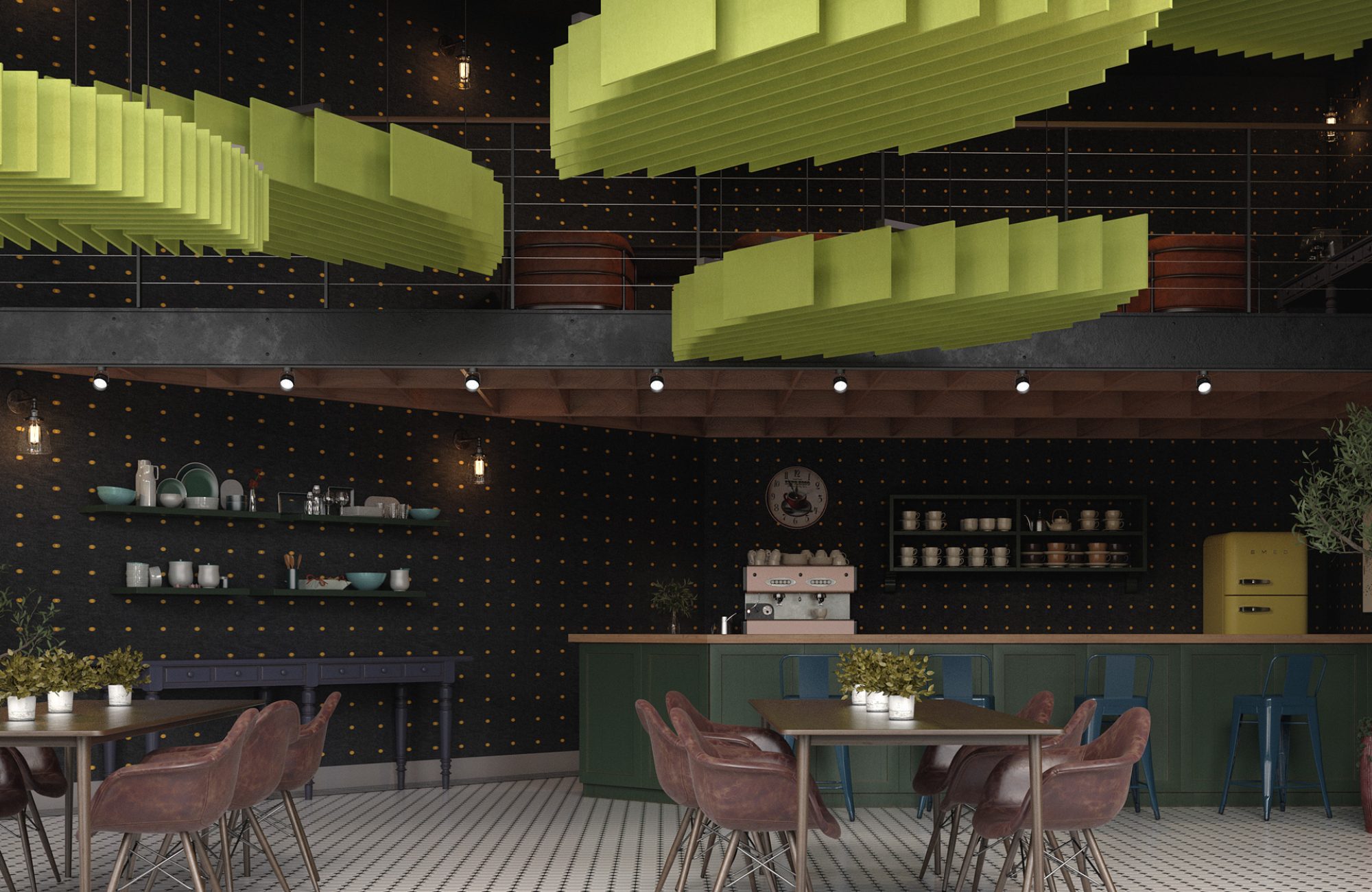 Pixel, Circle Wall Panels | Charcoal, Turmeric | Premier Collection