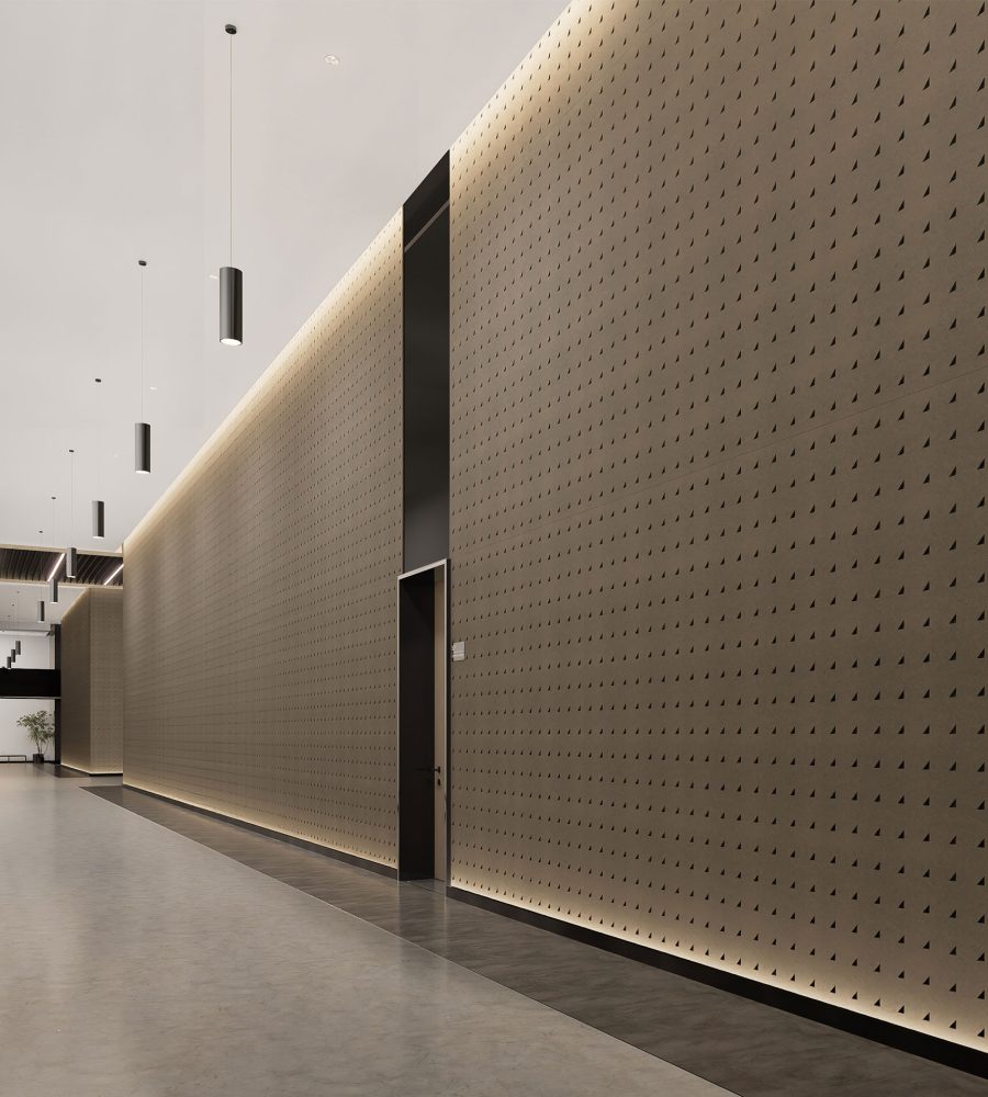 Pixel, Triangle Wall Panels | Walnut, Piano Black | Premier Collection