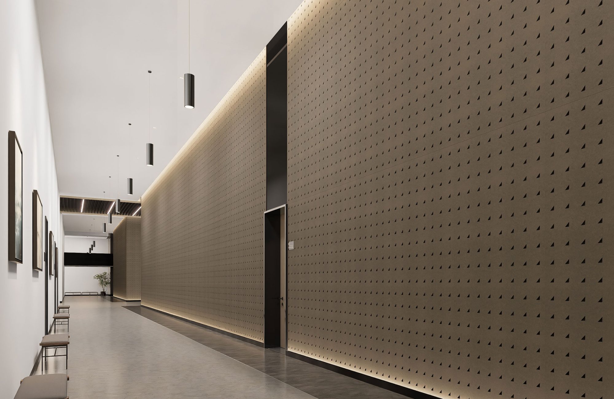 Pixel, Triangle Wall Panels | Walnut, Piano Black | Premier Collection