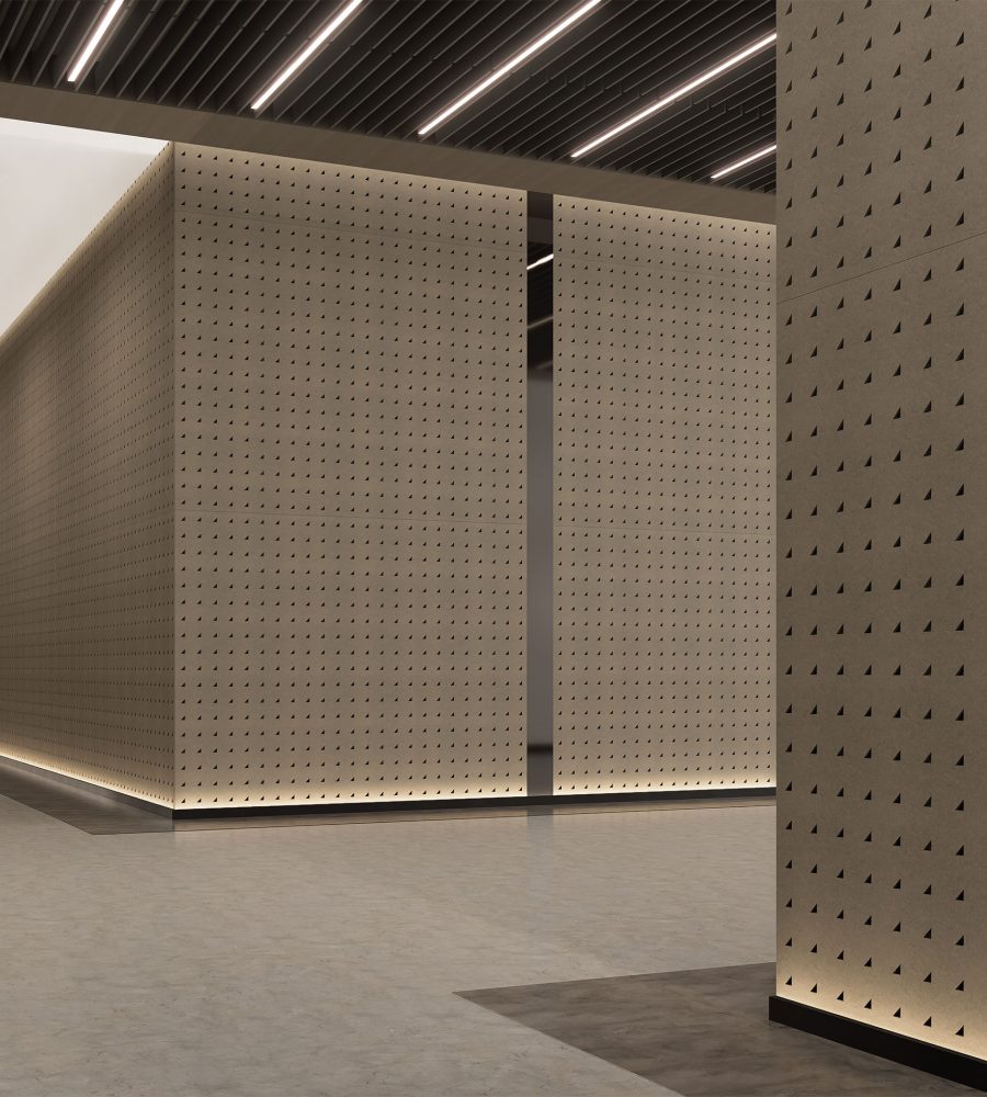 Pixel, Triangle Wall Panels | Walnut, Piano Black | Premier Collection