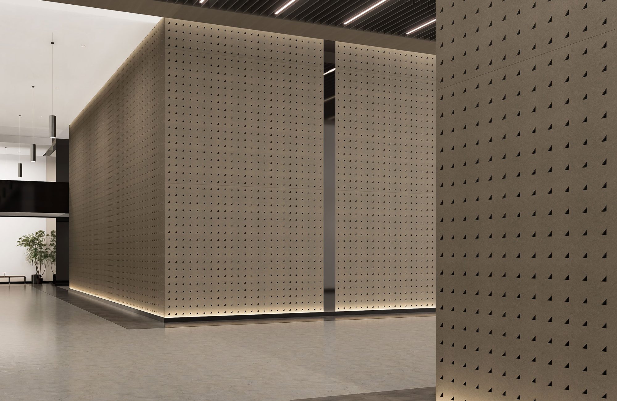 Pixel, Triangle Wall Panels | Walnut, Piano Black | Premier Collection