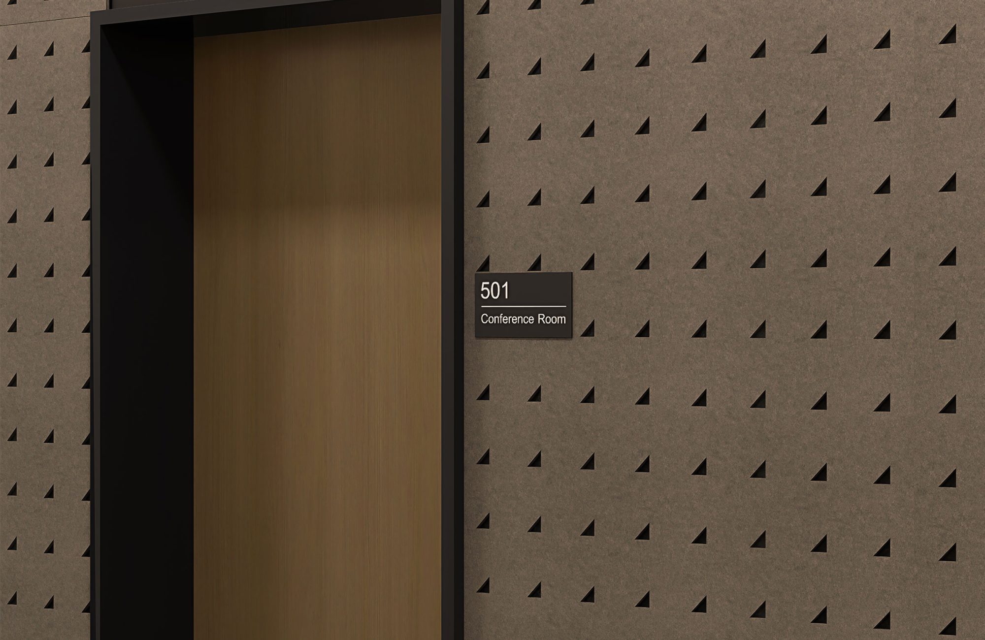 Pixel, Triangle Wall Panels | Walnut, Piano Black | Premier Collection