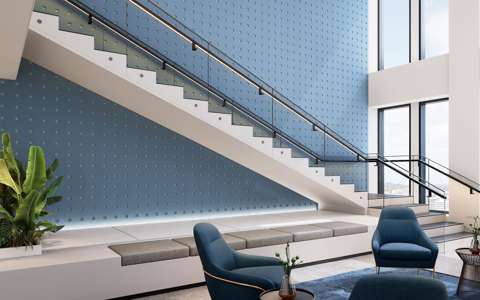 Pixel, Square Wall Panels | Marine, Sea Salt | Premier Collection
