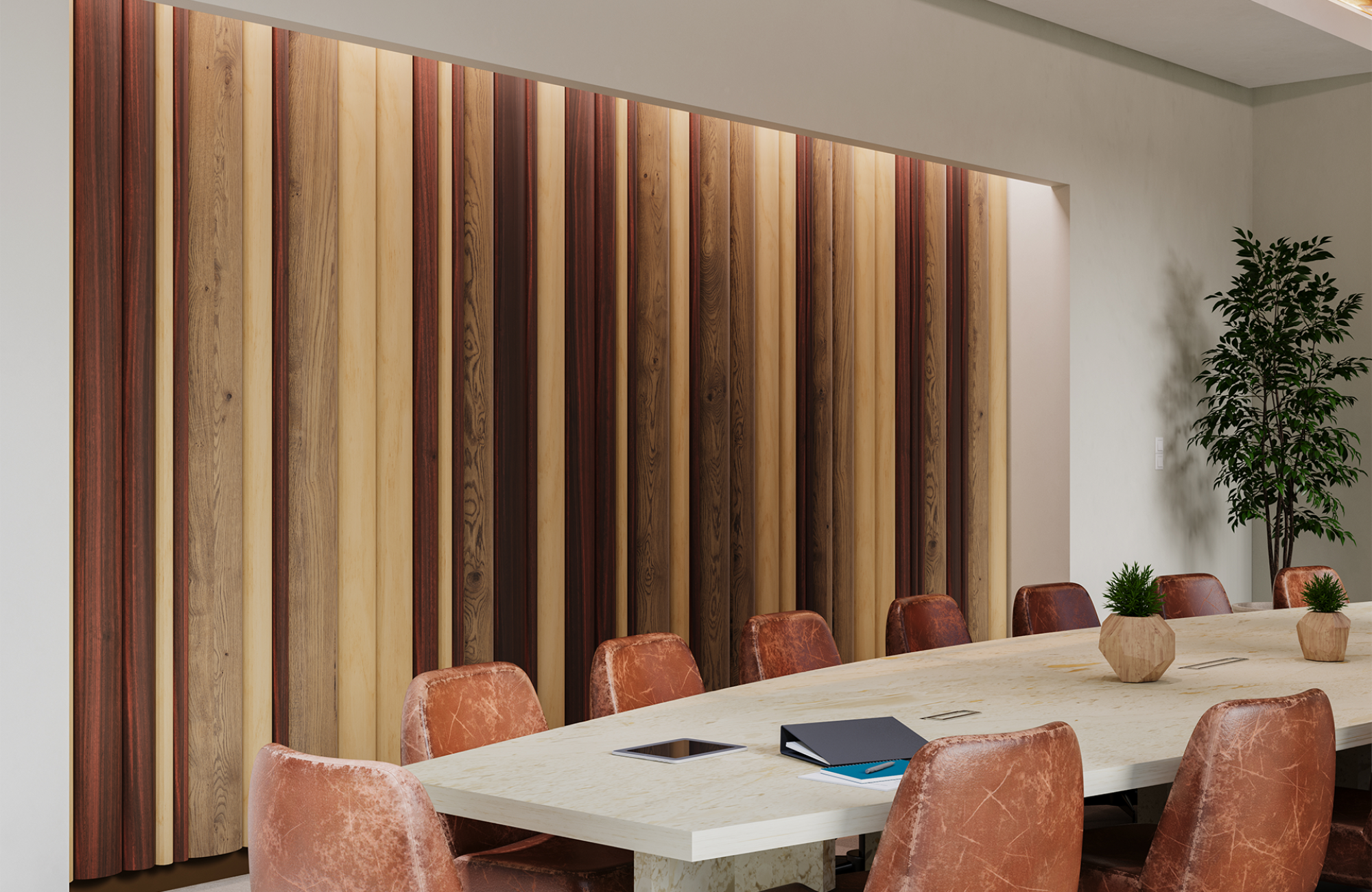 Filter Wall Panels, Bars | Teak, Mocha Legno, Baltic Birch | WoodGrain Collection