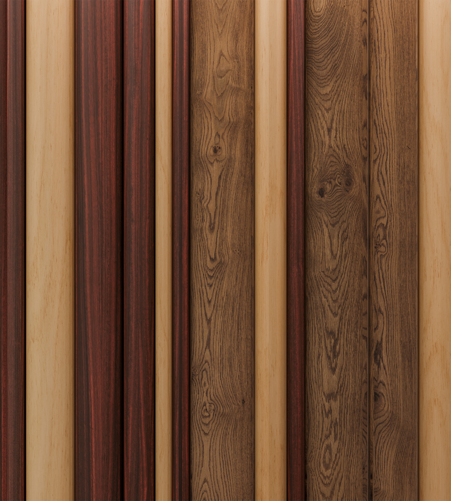 Filter Wall Panels, Bars | Teak, Mocha Legno, Baltic Birch | WoodGrain Collection