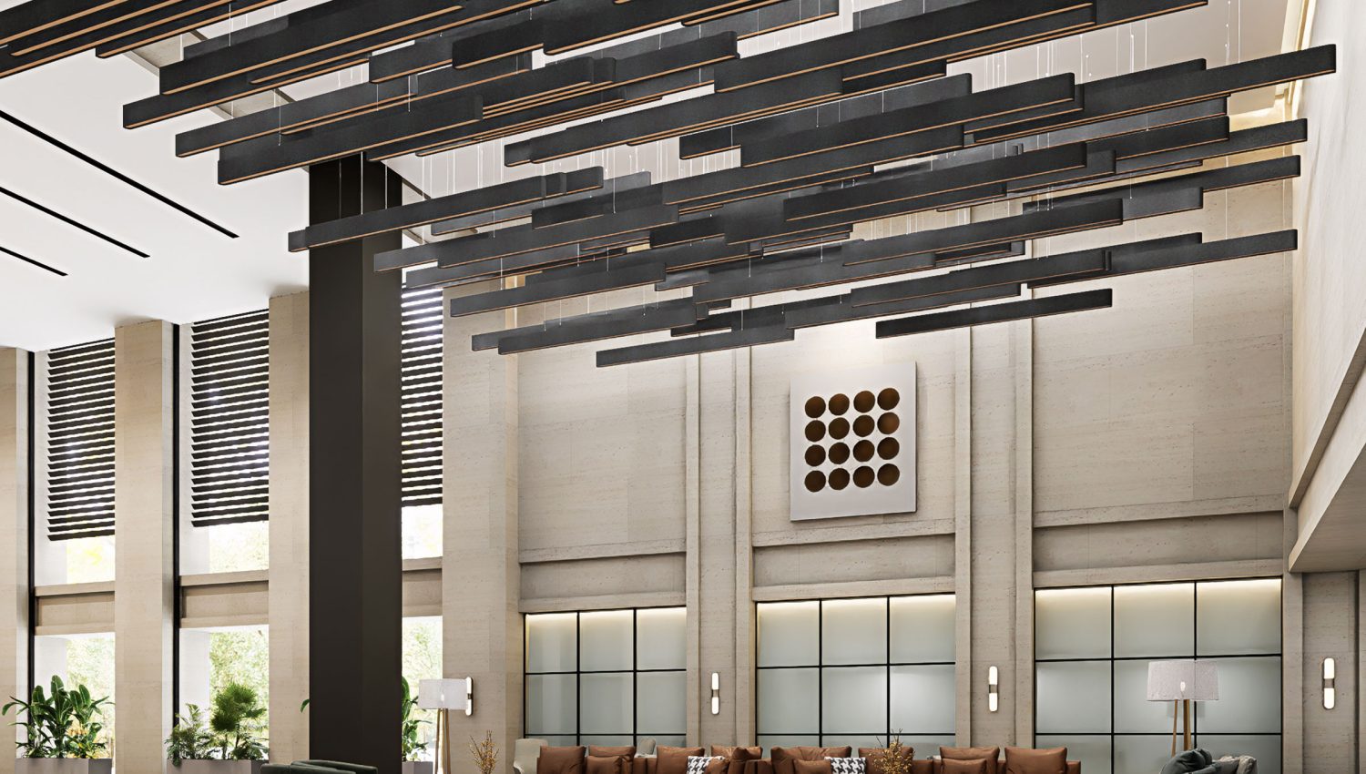 Sway Ceiling Baffles | Charcoal, Peach | Premier Collection