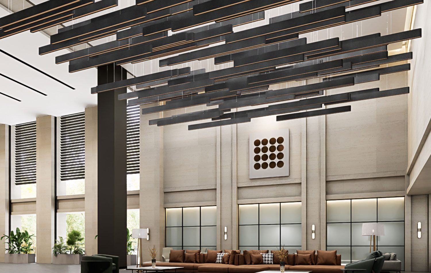 Sway Ceiling Baffles | Charcoal, Peach | Premier Collection