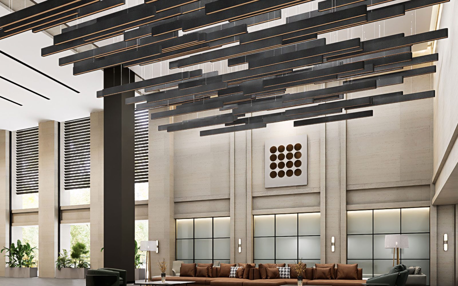 Sway Ceiling Baffles | Charcoal, Peach | Premier Collection