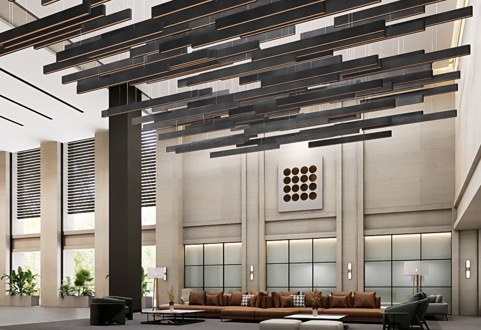 Sway Ceiling Baffles | Charcoal, Peach | Premier Collection