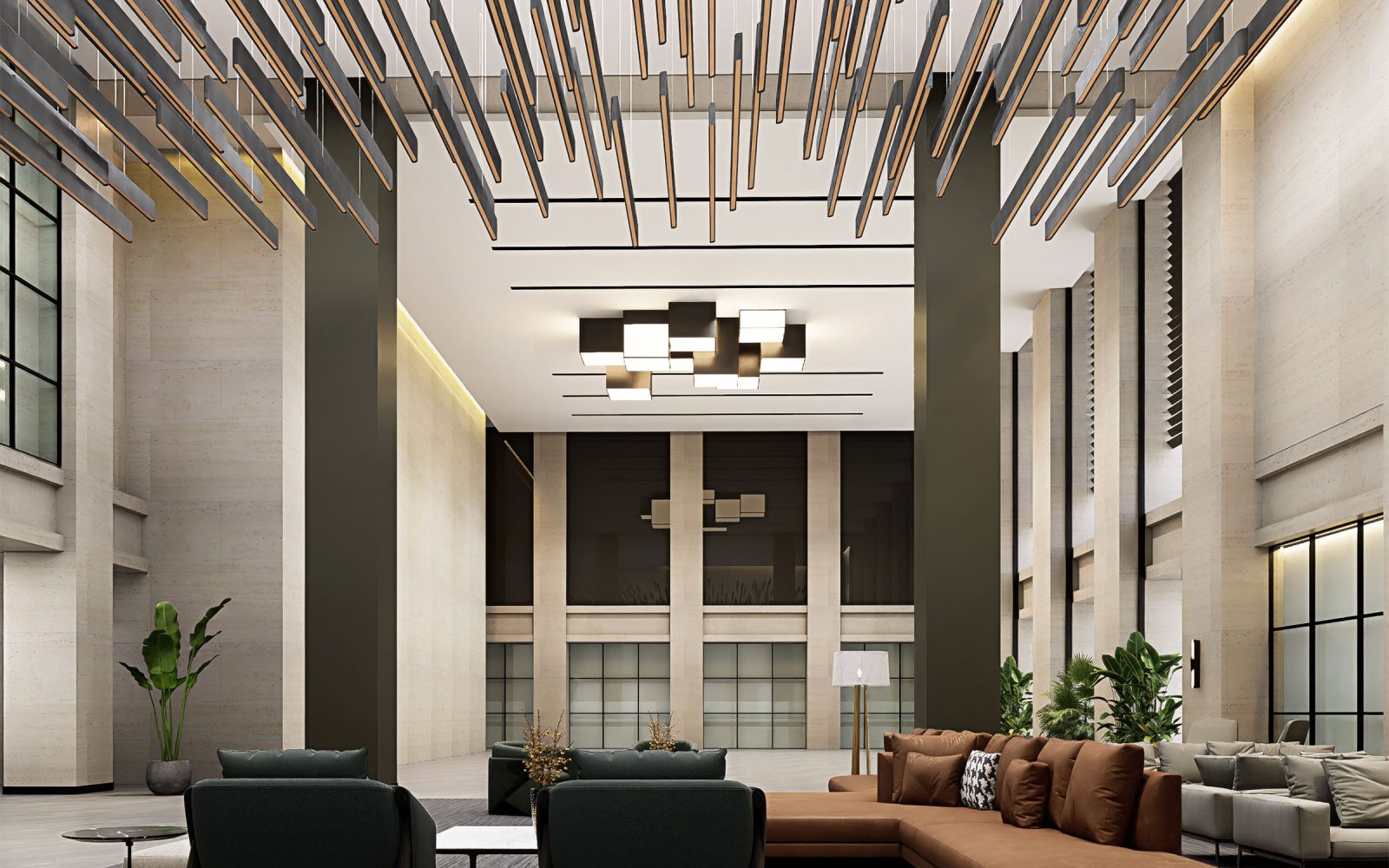 Sway Ceiling Baffles | Charcoal, Peach | Premier Collection