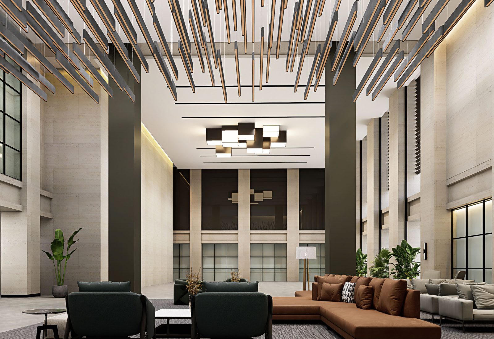 Sway Ceiling Baffles | Charcoal, Peach | Premier Collection