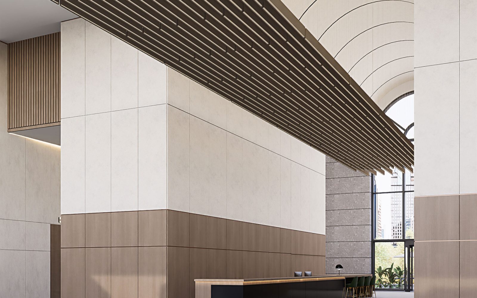 Sway Ceiling Baffles | Walnut, Ivory | Premier Collection