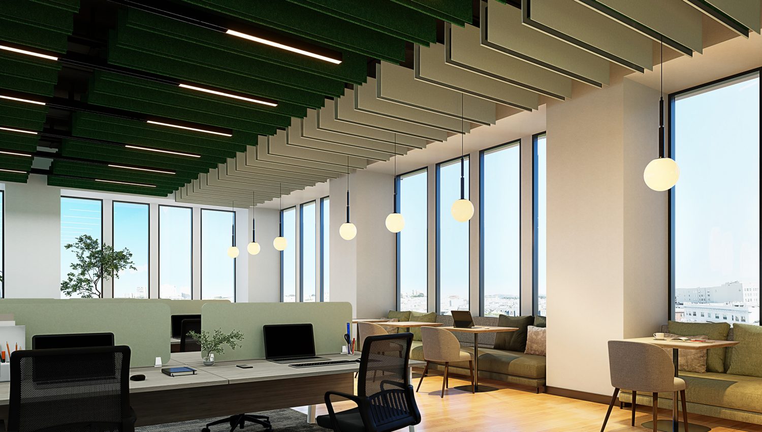 Stack Ceiling Baffles | Celery, Quartz | Premier Collection