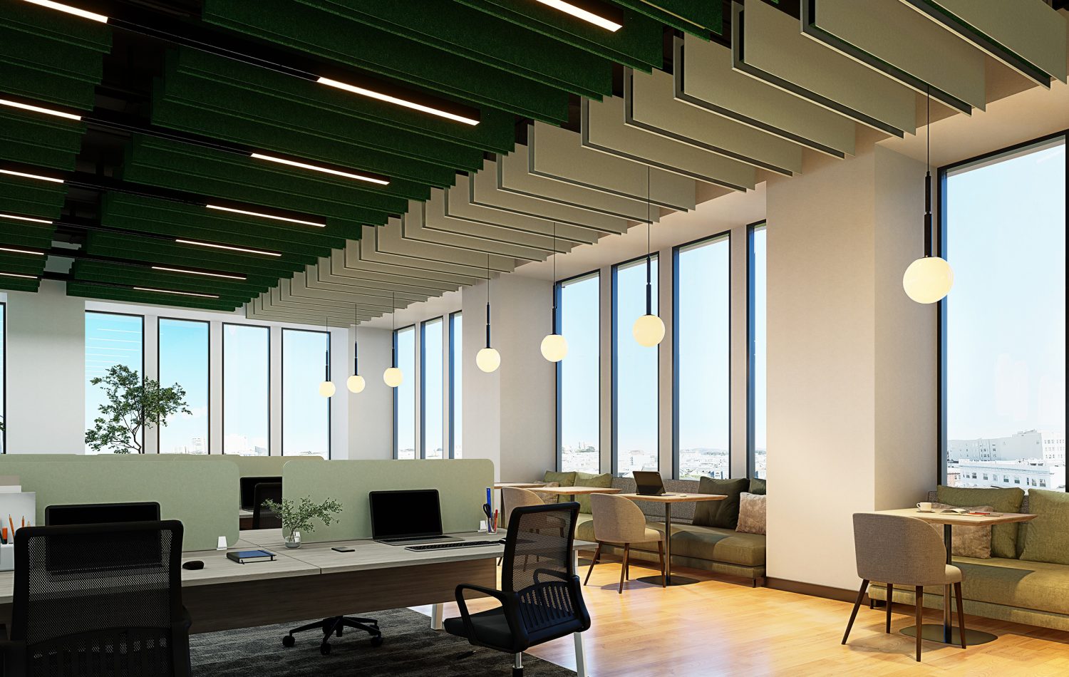 Stack Ceiling Baffles | Celery, Quartz | Premier Collection