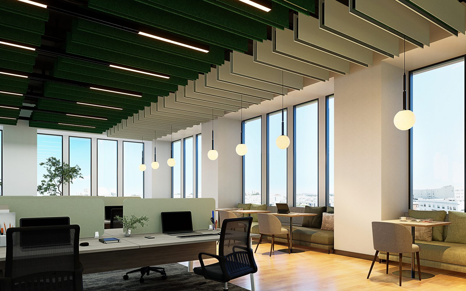 Stack Ceiling Baffles | Celery, Quartz | Premier Collection