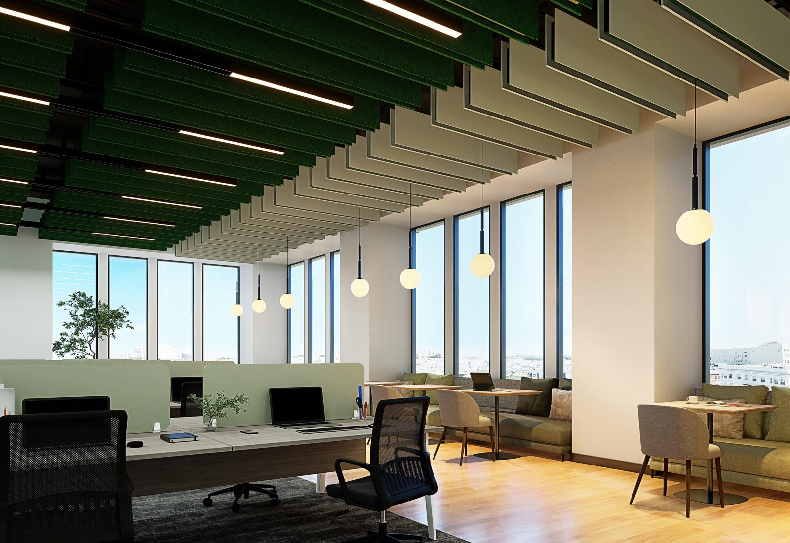 Stack Ceiling Baffles | Celery, Quartz | Premier Collection