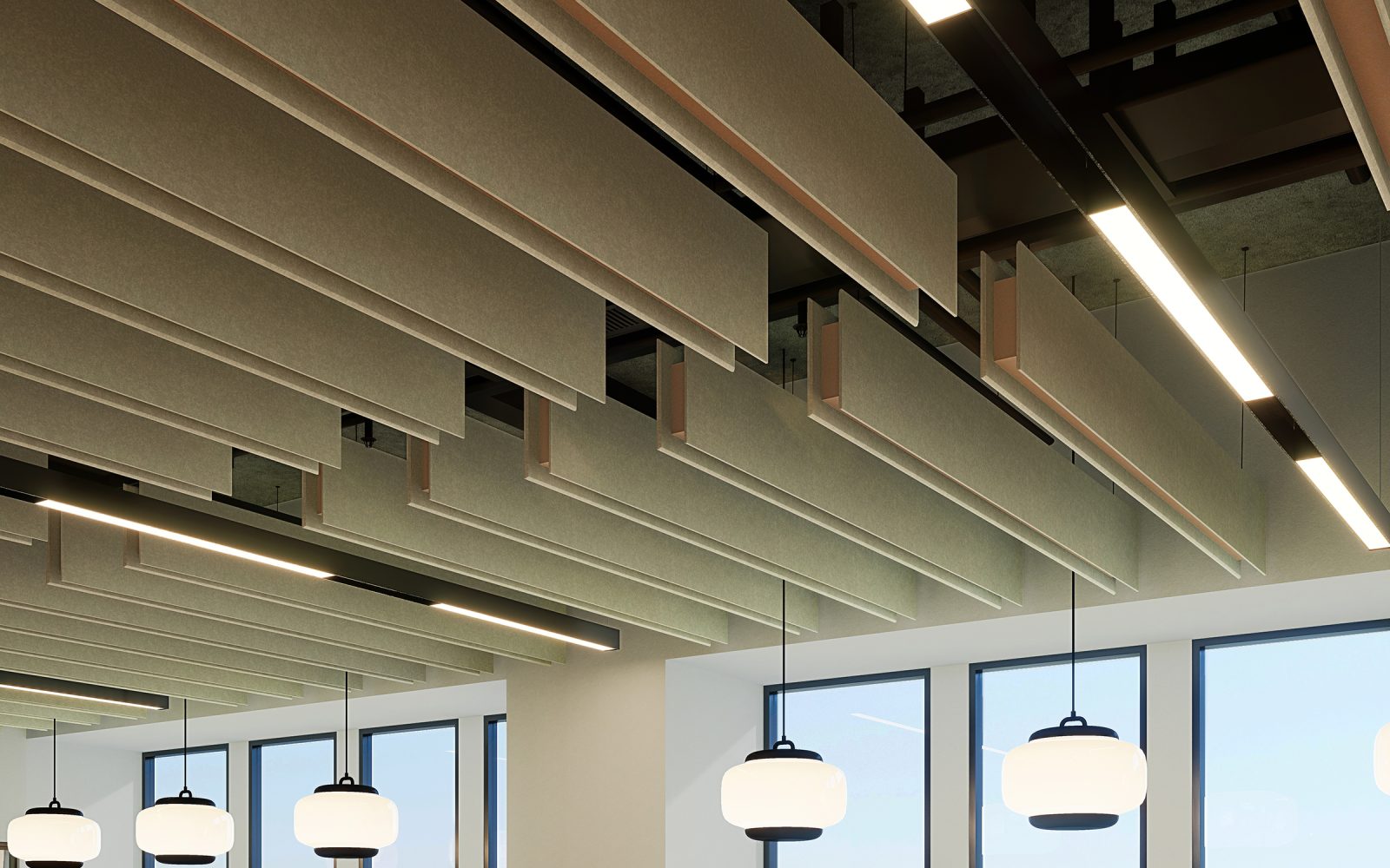 Stack Ceiling Baffles | Celery, Quartz | Premier Collection