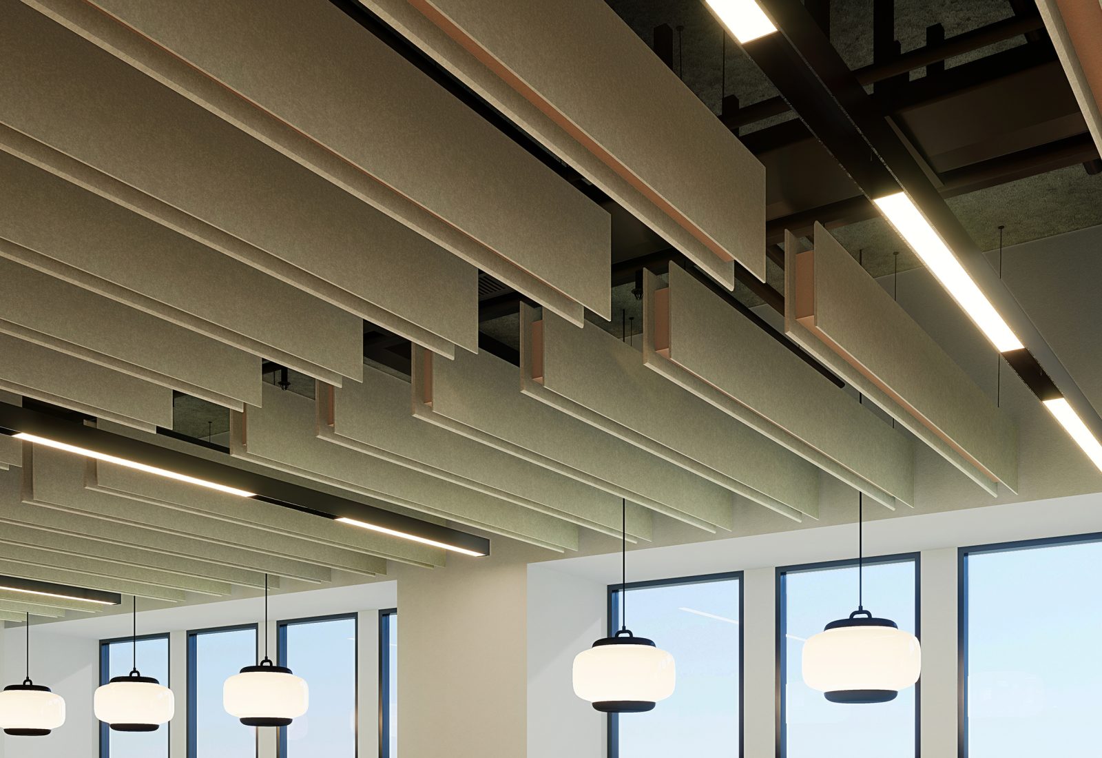 Stack Ceiling Baffles | Celery, Quartz | Premier Collection