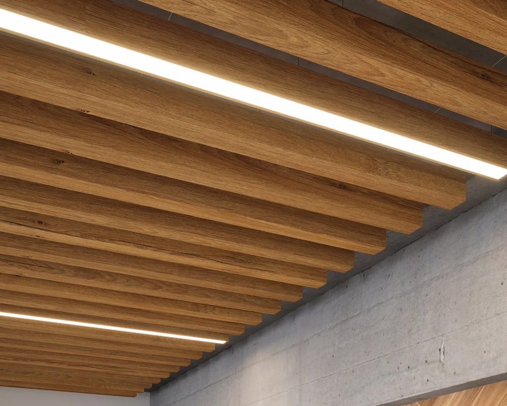 Truss Ceiling Baffles | Log Cabin | WoodGrain Collection