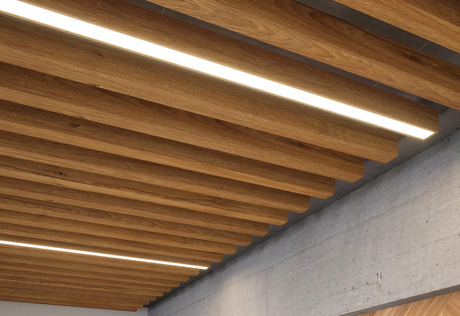 Truss Ceiling Baffles | Log Cabin | WoodGrain Collection