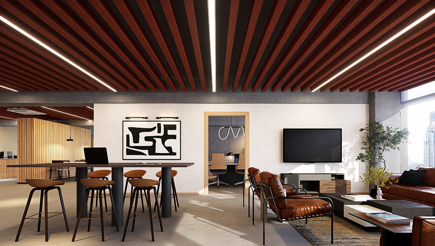 Truss Ceiling Baffles | Peppercorn | Premier Collection