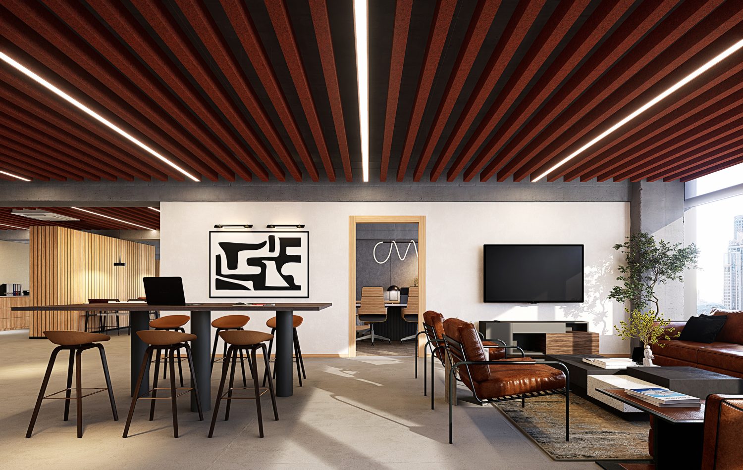 Truss Ceiling Baffles | Peppercorn | Premier Collection