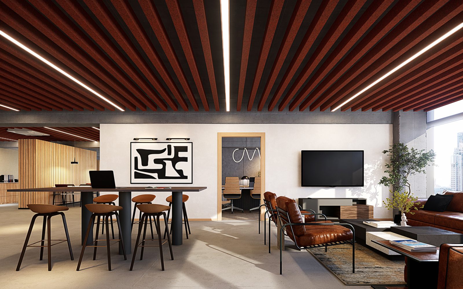 Truss Ceiling Baffles | Peppercorn | Premier Collection