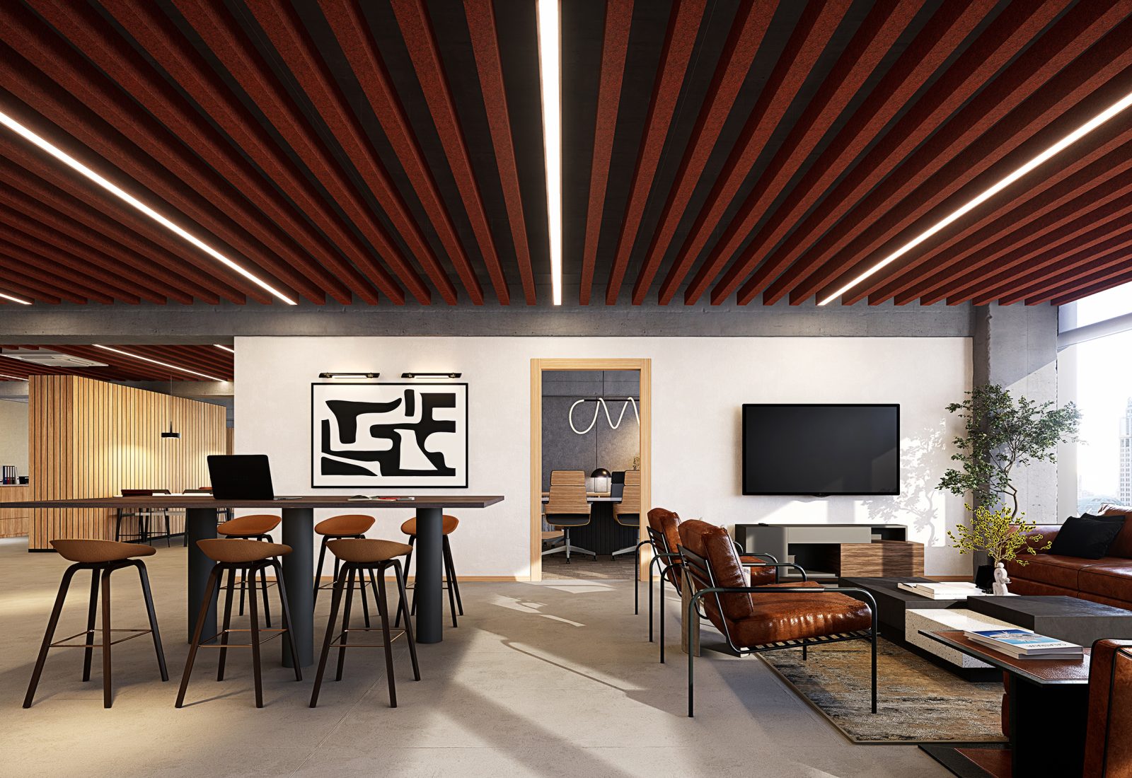 Truss Ceiling Baffles | Peppercorn | Premier Collection