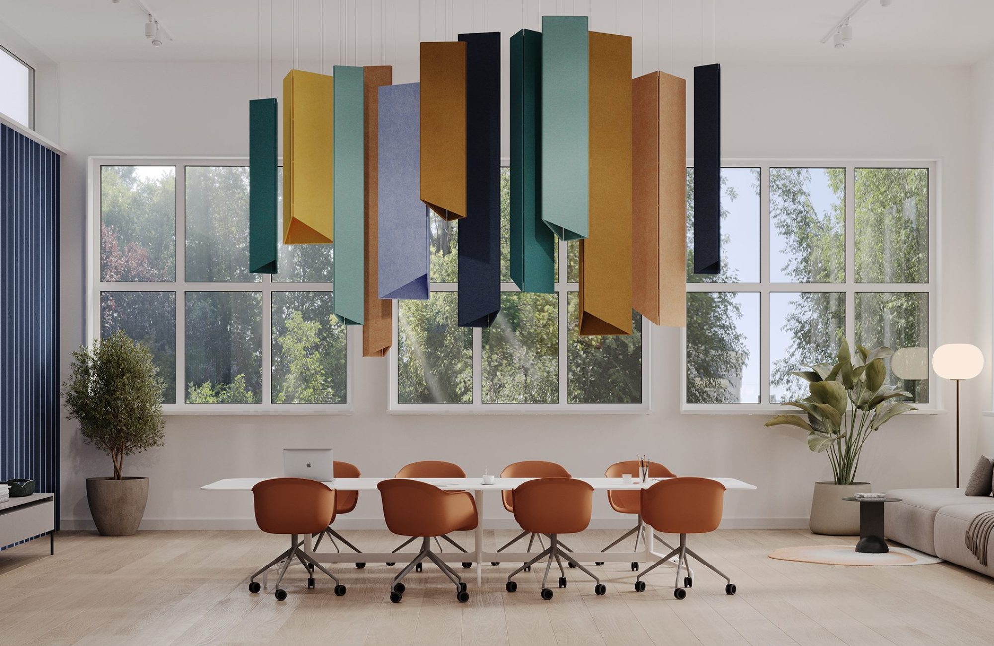 Pendant, Triangle Ceiling Clouds | Popcorn, Turmeric, Carrot, Peach, Periwinkle, Granite, Peacock, Sea Salt | Premier Collection