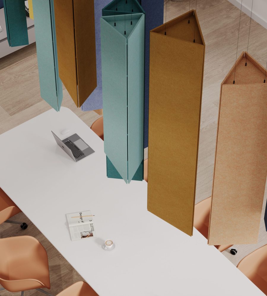 Pendant, Triangle Ceiling Clouds | Popcorn, Turmeric, Carrot, Peach, Periwinkle, Granite, Peacock, Sea Salt | Premier Collection