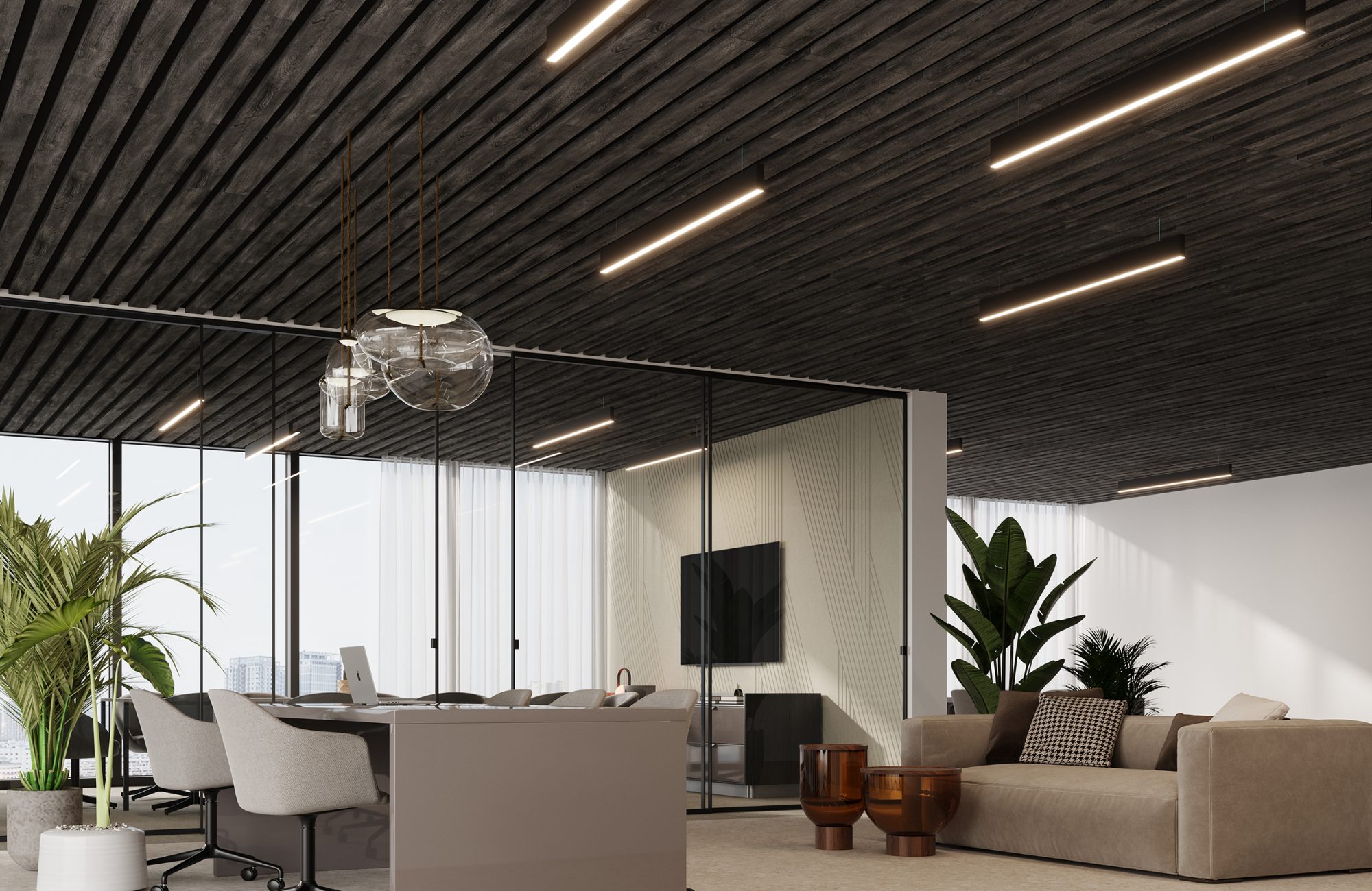 SoftenUp, Ridge Ceiling Frames | Charred Larch | WoodGrain Collection