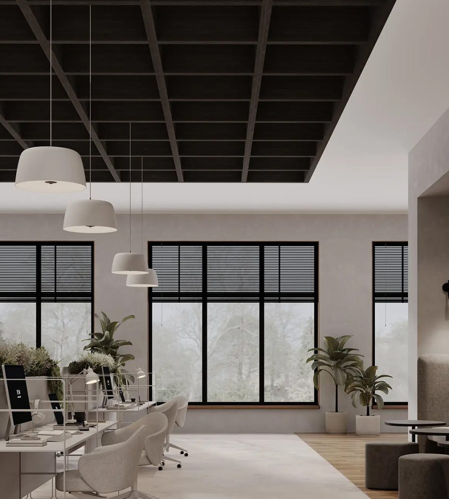 Framework Open Ceiling Grids | Charred Larch | WoodGrain Collection